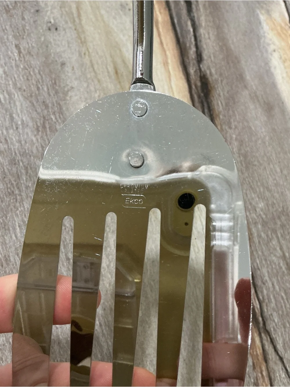 Vintage Ekco Slotted Spatula Turner Avocado Green Handle MCM Kitchen Utensil